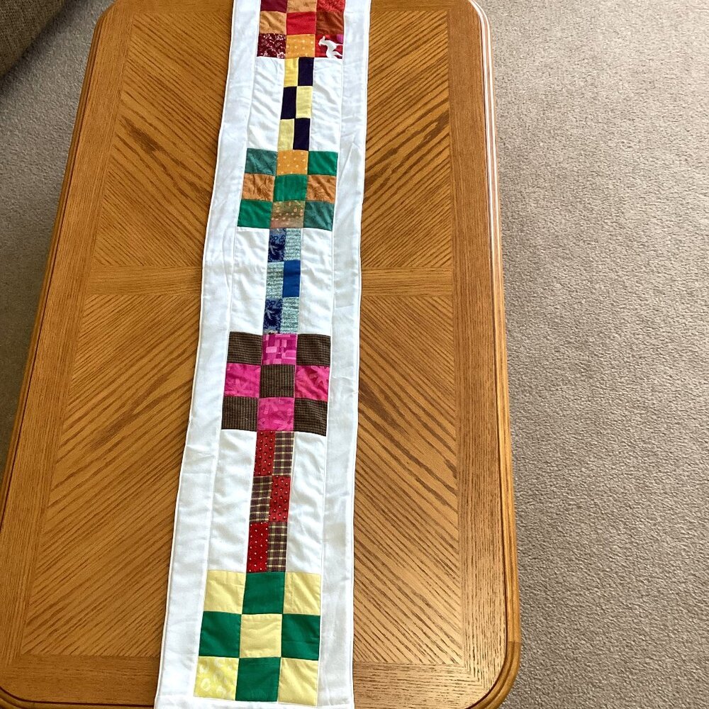 Handmade Quilted Scrappy Coffee Dinning Table Runner Topper Home Decor